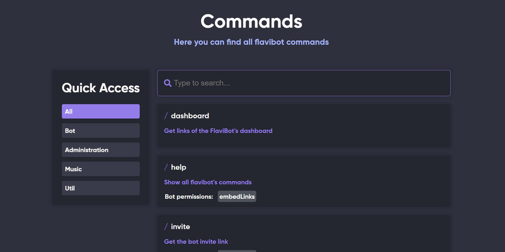FlaviBot commands list