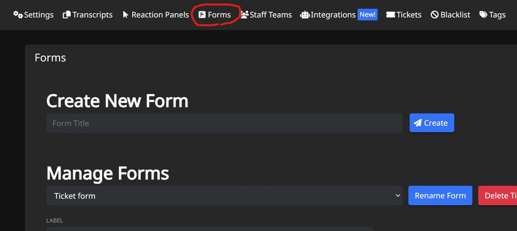 Forms page