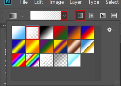 Gradient tool settings