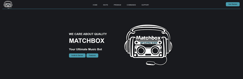 MatchBox Discord music bot website