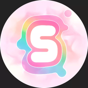 'Pastel' Discord PFP with rainbow outline and cloudy background.