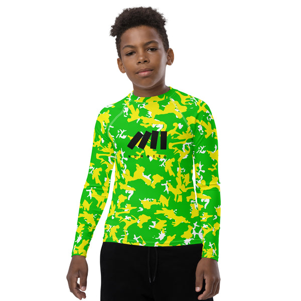 YOUTH COMPRESSION SHIRT LONG SLEEVE, CAMO ACID RAIN