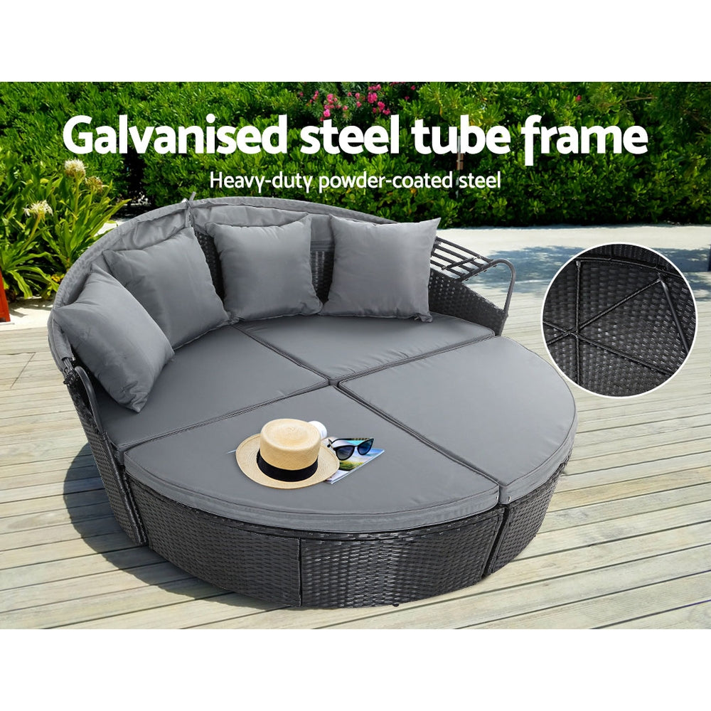 round outdoor lounge setting