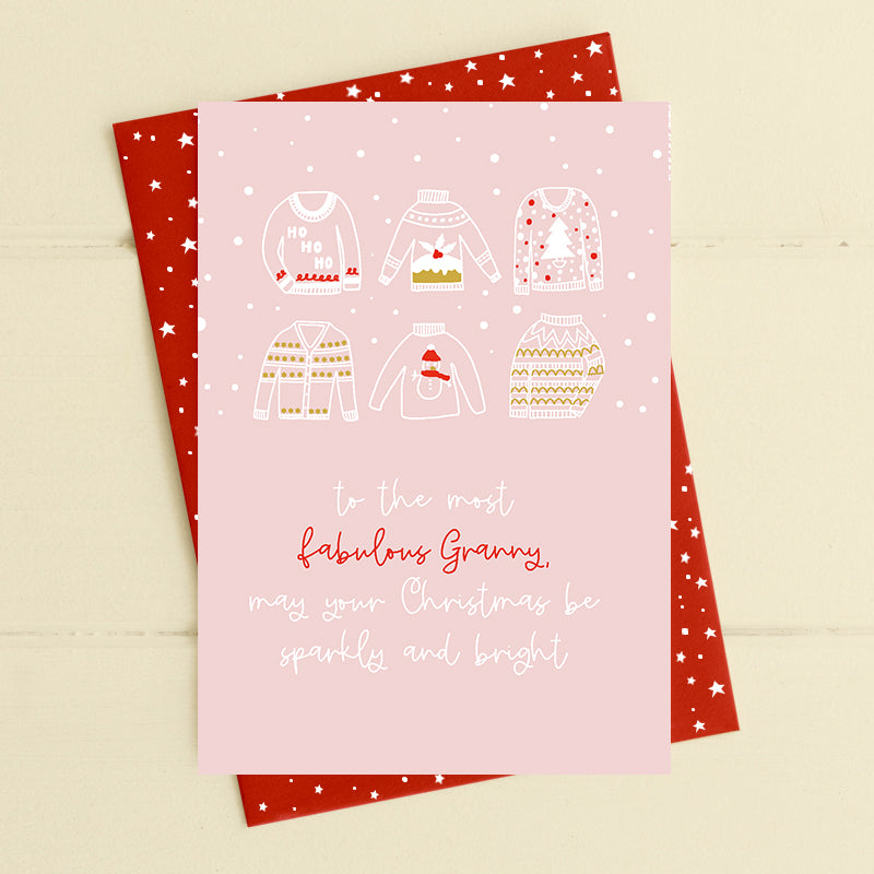 Dandelion Christmas Pink Fabulous Granny Card