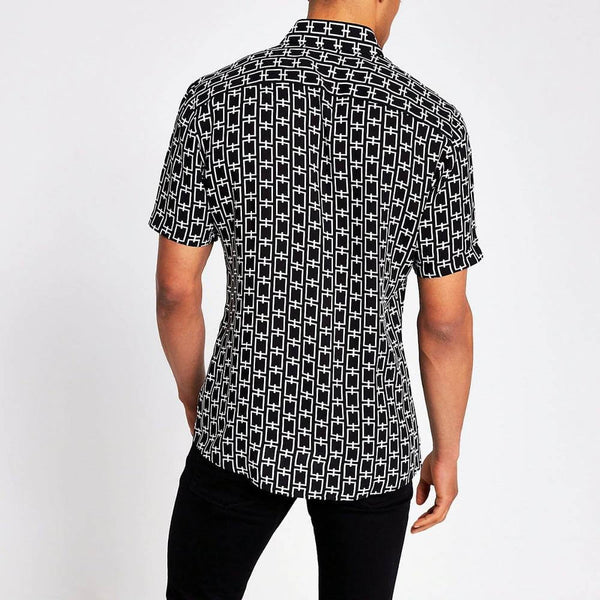 New Look short sleeve bandana print shirt in black