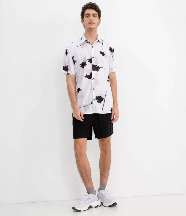 New Look short sleeve bandana print shirt in black