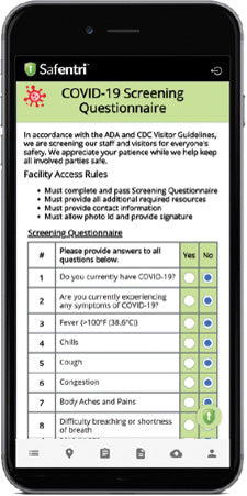 Safentri covid questionnaire continued in app