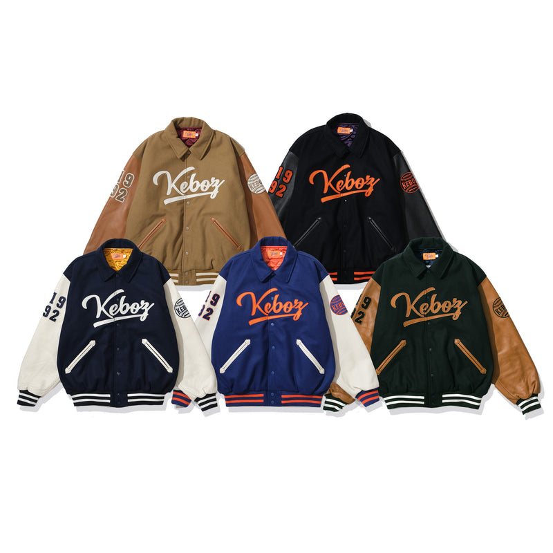 桜瑪瑙 KEBOZ LEATHER VARSITY JACKET | ochge.org