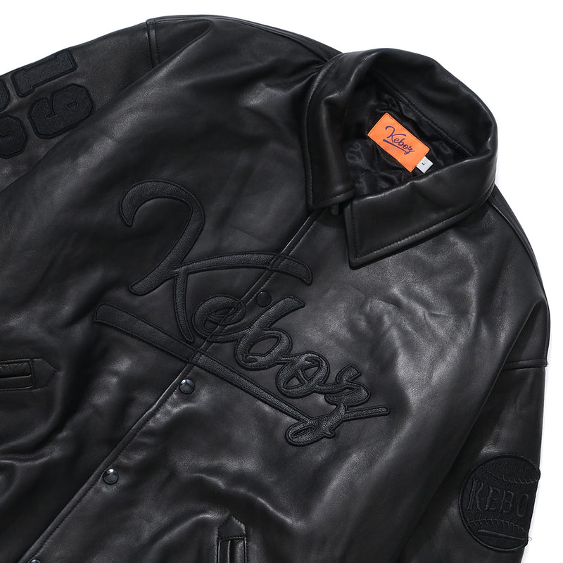 KEBOZ LEATHER VARSITY JACKET-