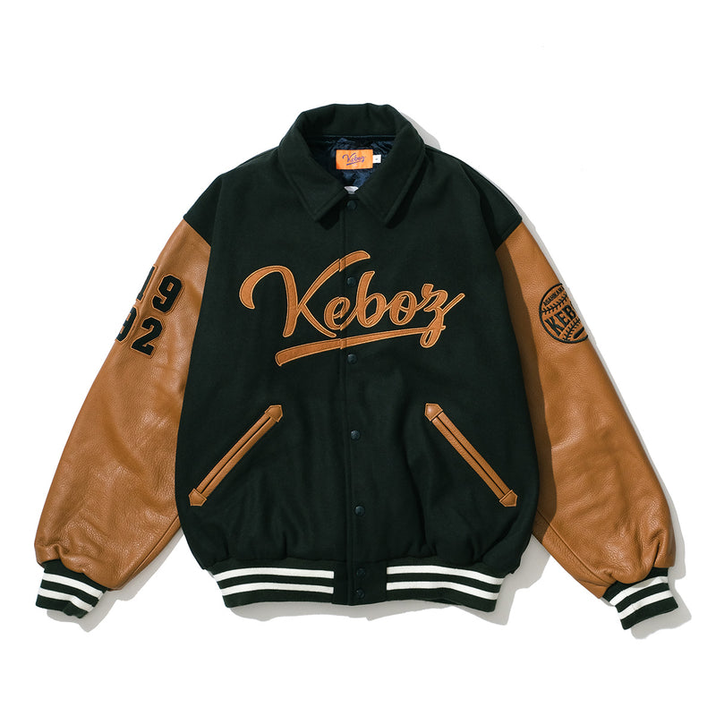 和風 KEBOZ MELTON & LEATHER VARSITY JACKET - 通販 - thebodystudio