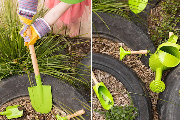 kids with gardening toys