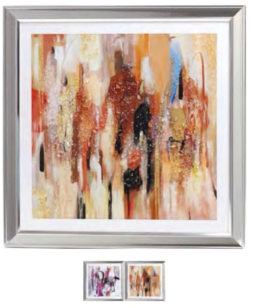 FRAMED LACQUERED ART WITH ROCKS