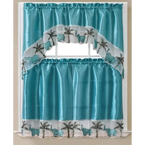 Elephant Kitchen Curtain, swag and valance