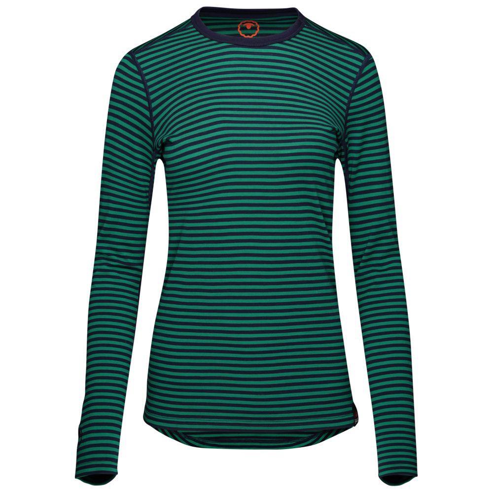 Isobaa Womens Merino 180 Long Sleeve Crew (Mini Stripe Petrol