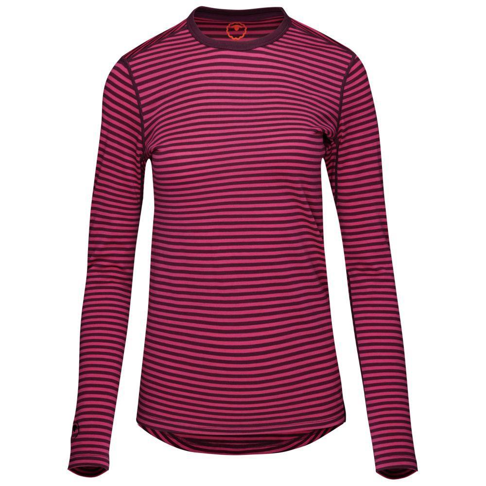 Isobaa Womens Merino 180 Long Sleeve Crew (Mini Stripe Petrol