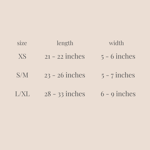 sizing chart for Bloom with Love bandana
