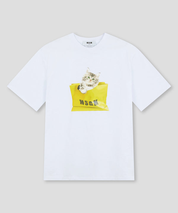 MSGM 티셔츠 Oversized T-shirt with Msgm Cat Log Bag graphic