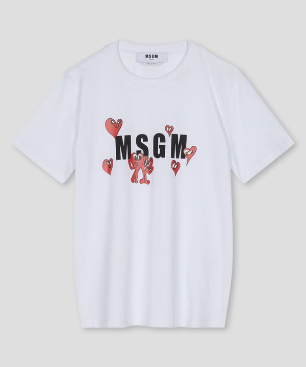 MSGM 티셔츠 Cotton T-shirt with Msgm Funny Heart Logo graphic