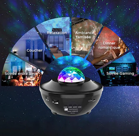 Homonic Projecteur LED ciel étoilé avec 12 constellations et 10 planètes  avec haut-parleur de musique Bluetooth et voix et minuterie Projecteur  étoilé pour enfants adultes Gris Foncé : : High-Tech