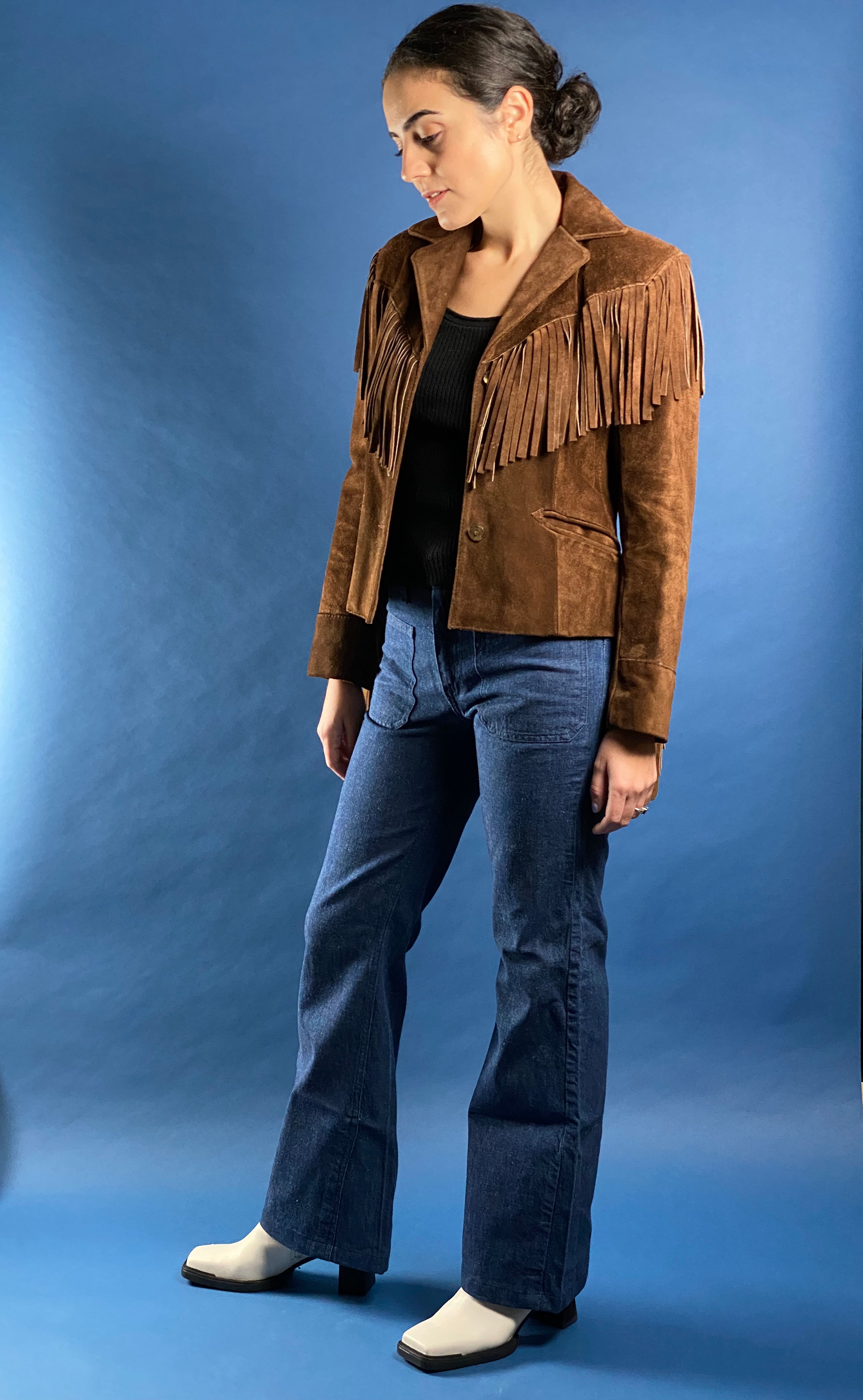 Vintage 1980s Ralph Lauren WesternWear Suede Blazer Jacket w/ Fringe – Inky  Depths
