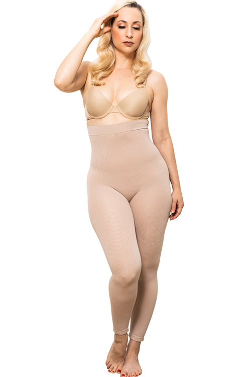 Women's high-waisted anti-cellulite micromassage capri leggings