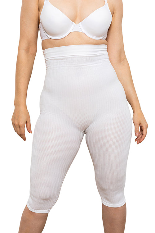 FarmaCell BodyShaper 603B (Ivory, 2XL/3XL) Firm control body shaping shorts  with girdle - light and refreshing NILIT BREEZE fibre, 100% Made in Italy 