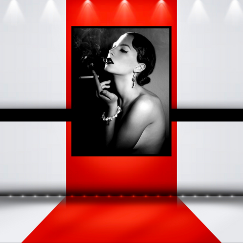 RETRO GIRL SMOKING A CIGARETTE CANVAS WALL ART