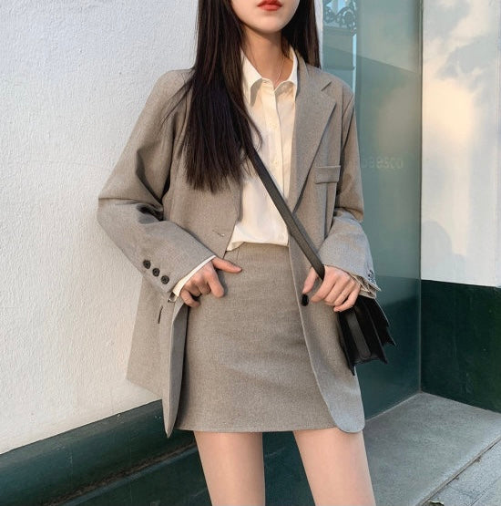 Korean Style Casual Blazer / Skirt Set – MyDearCloset