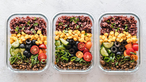 healthy meal prep containers with balanced portions