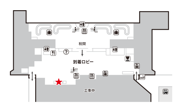 福岡(1F)到着ロビーテレコムスクエアカウンター　構内図