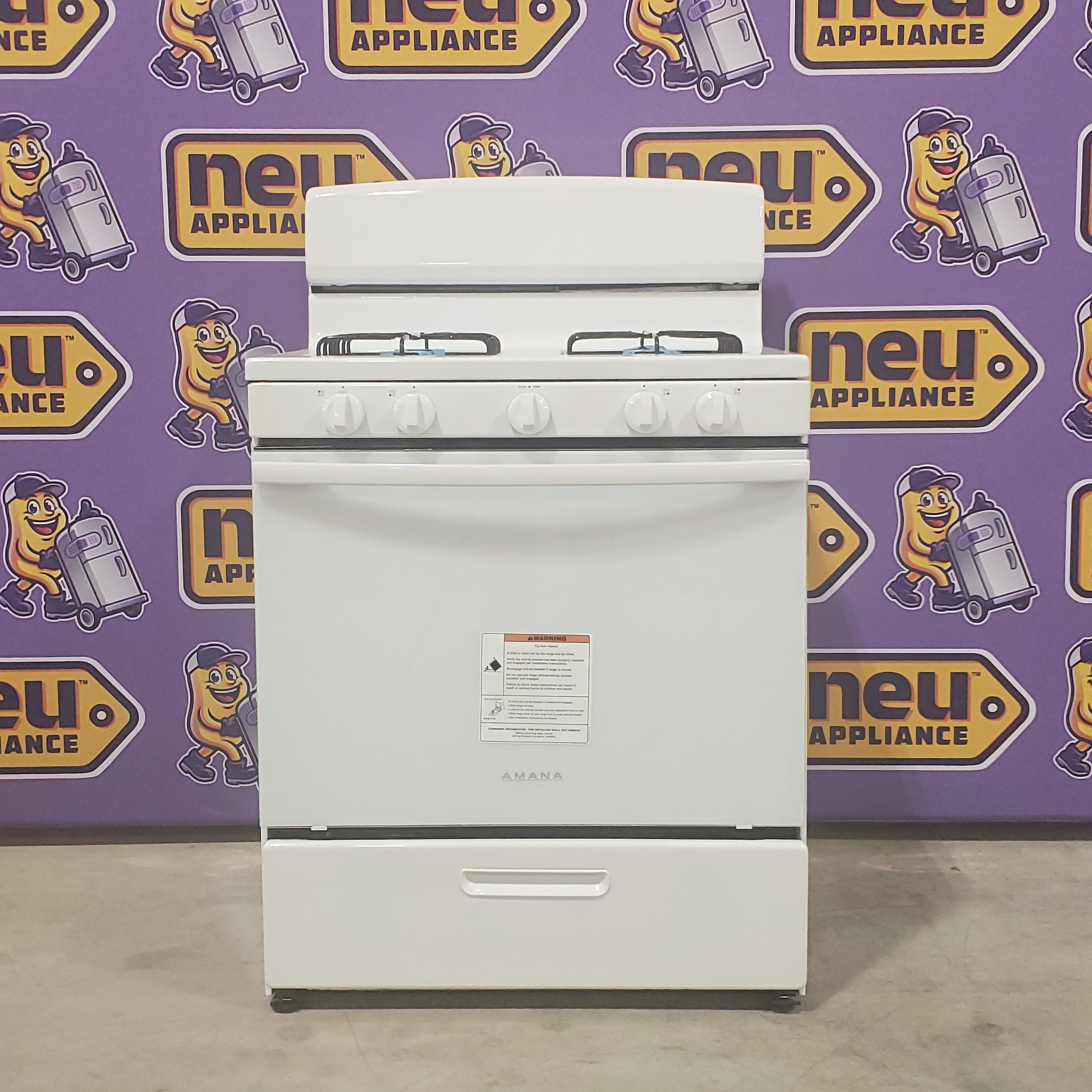 Amana White Gas 30 Inch Range with Easy Clean Glass Door and Temp Assure Cooking System AGR4203MNW - Scratch and Dent (Minor)