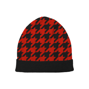 Scarlet Noir Houndstooth Beanie - Knitwise, Inc.