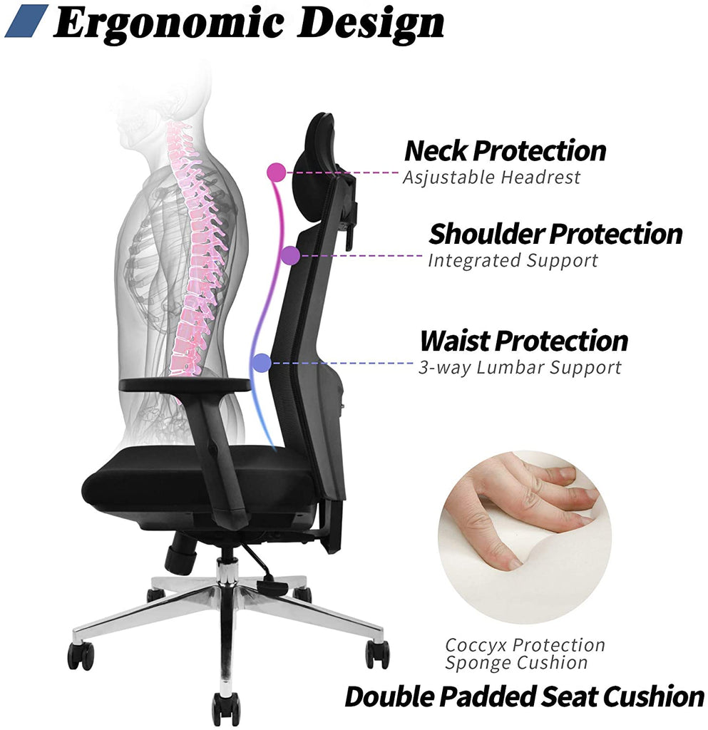 Apollo Office Chair, 4D Armrests, 2D Headrest, Adjustable Lumbar