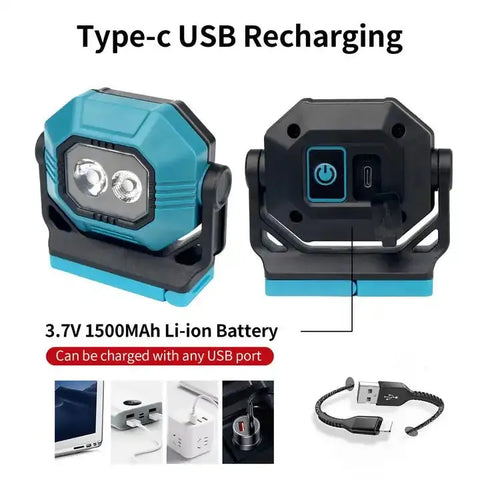 Lampe de poche de chargement USB de type C