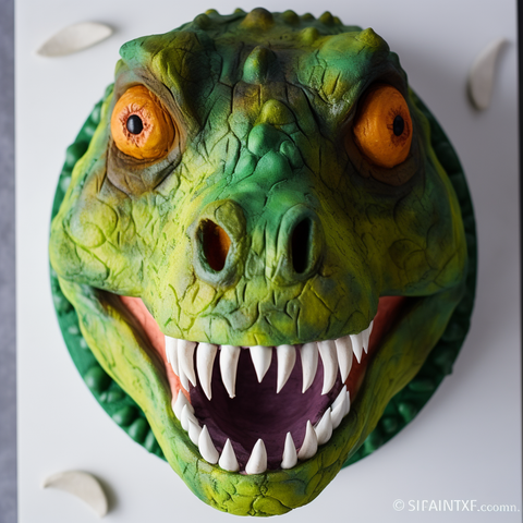 dinosaur roar face birthday cake