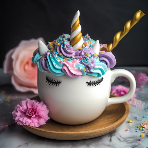 unicorn hot chocolate at a unicorn themed birthday party