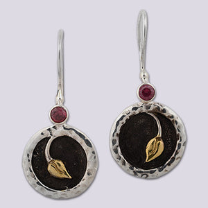Sterling Silver Bud in the Mud Lotus with 18k Gold Plate accent Earring