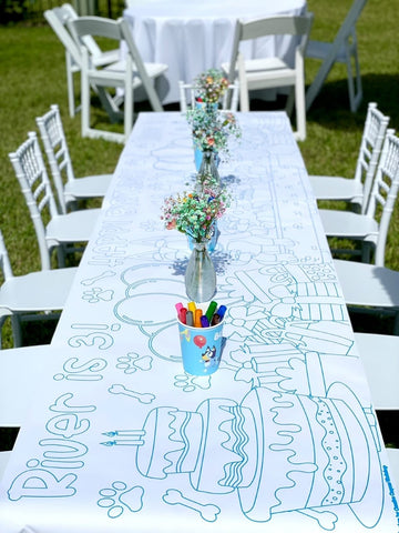 Kids Bluey Birthday Party Coloring Table Runner Activity