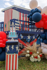 red, white, and boom party decor