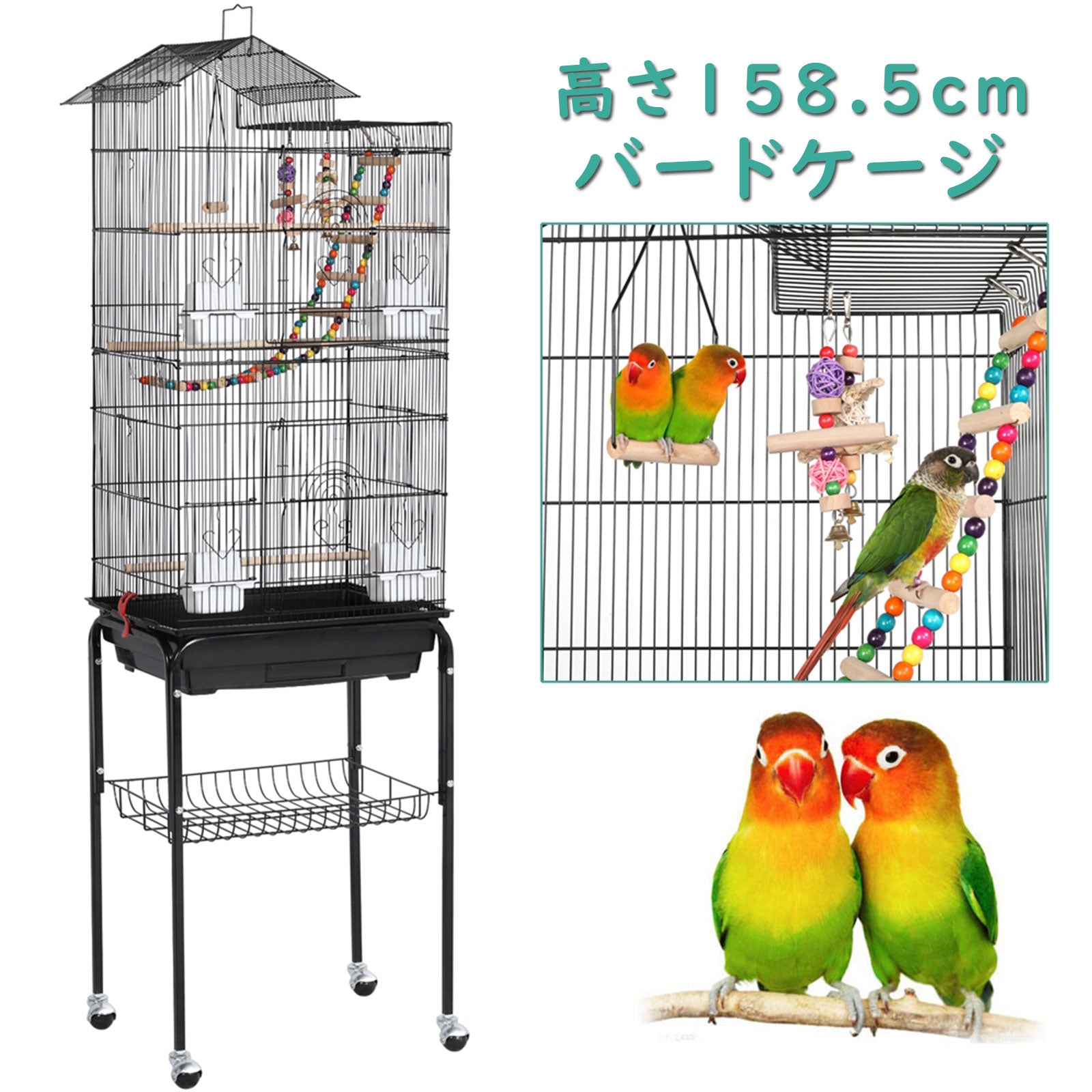 小鳥用の鳥かご 大きな金属オウムバードケージオカメインコインコ