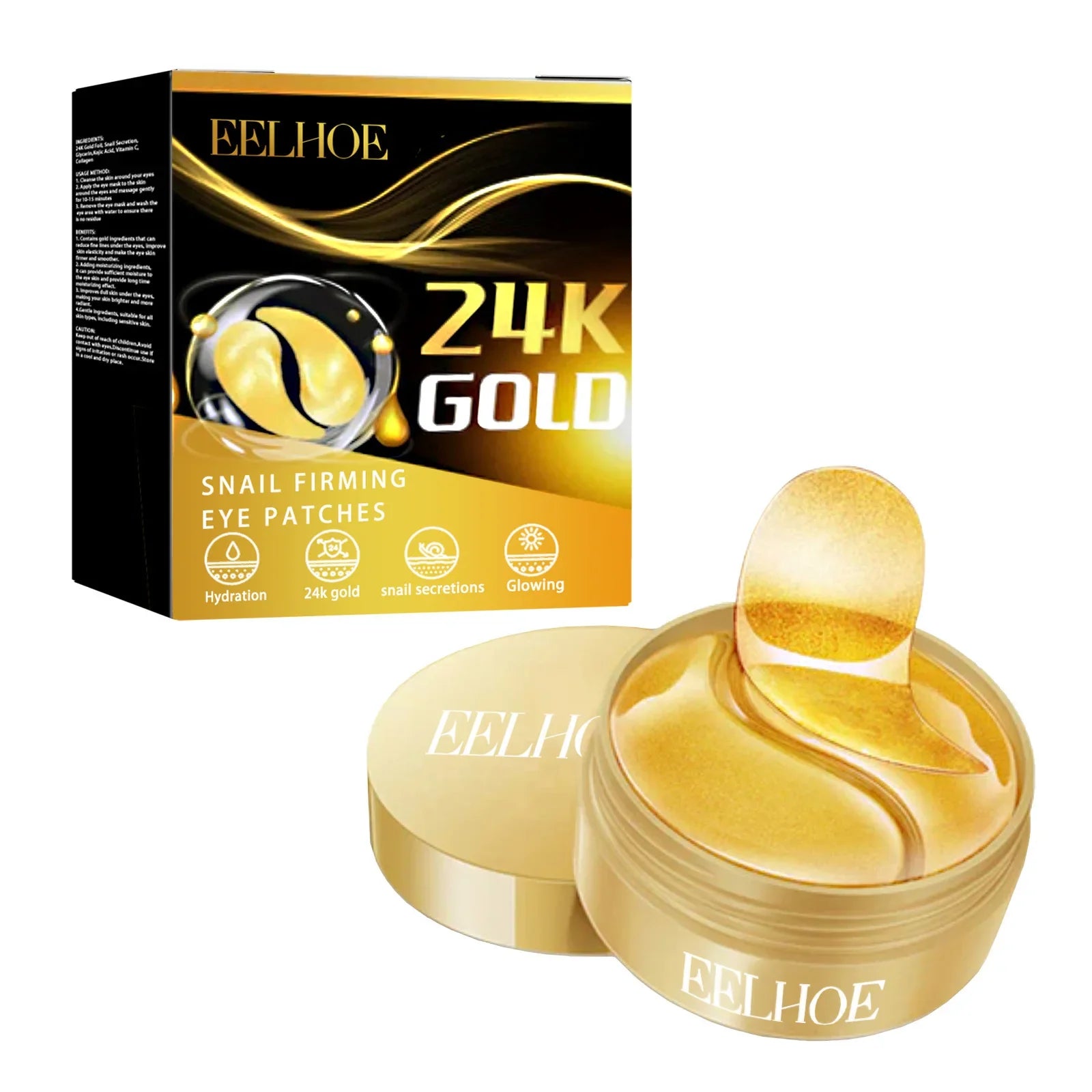 24K Gold Snail Eye Patches for Wrinkles