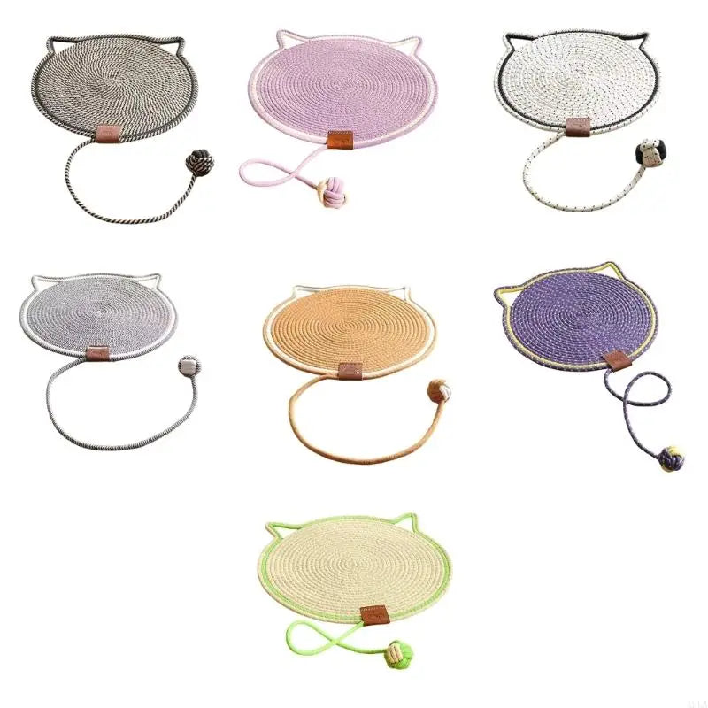 A9LA Cotton Rope Cats Scratching Post Mat Fun Toy for Cats to Grind Claw & Relieve Stress Feature Wear-Resistant Design