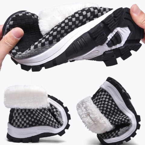 Colorful Winter Stretchy Woven Shoes Fur Lined Boot