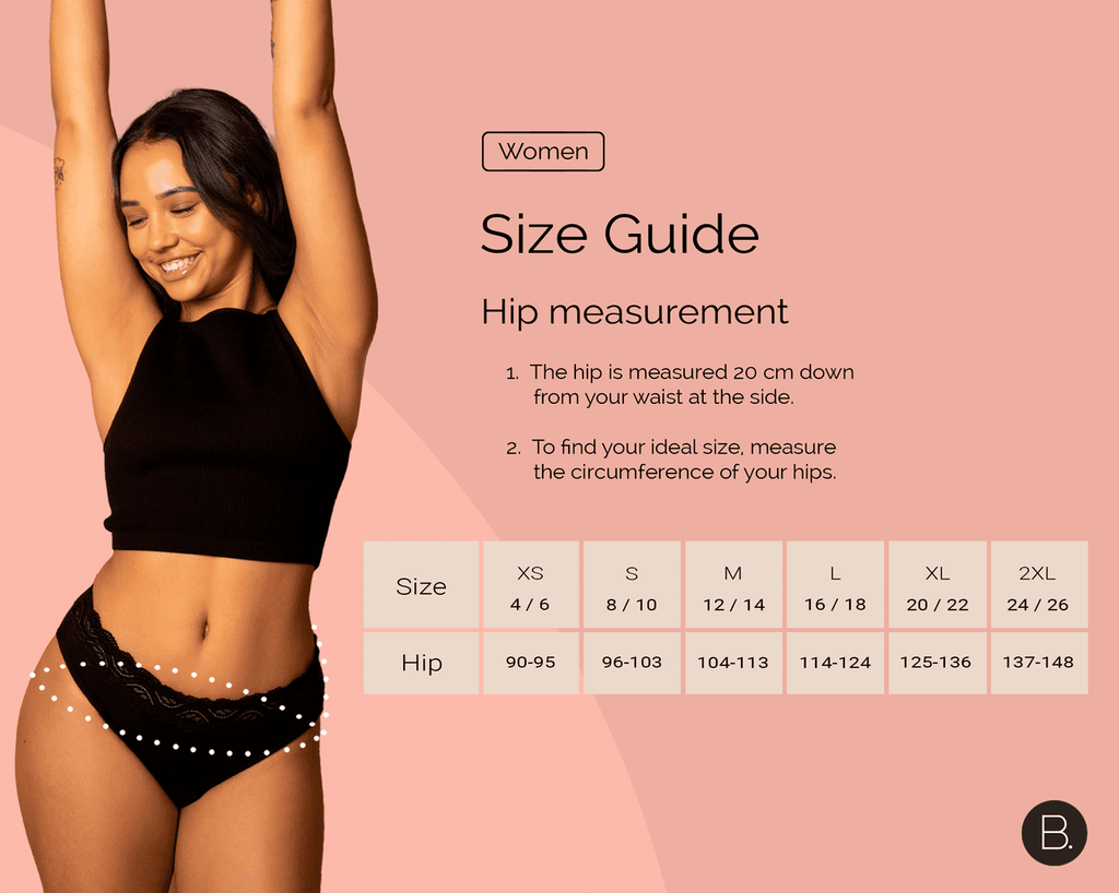 Period Underwear Size Guide  Bodhi B Period Underwear South Africa