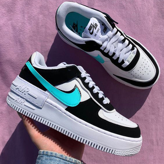 Nike Air Force 1 Low Shadow White Black Aurora Sneakers Shoes