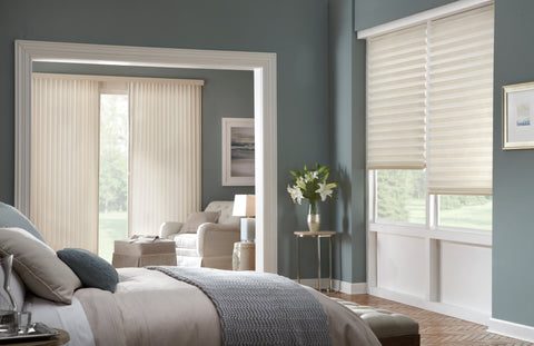 Honeycomb shades in master bedroom 