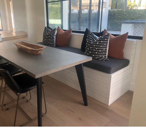 Custom Bench with navy fabric near Huntington Beach, CA