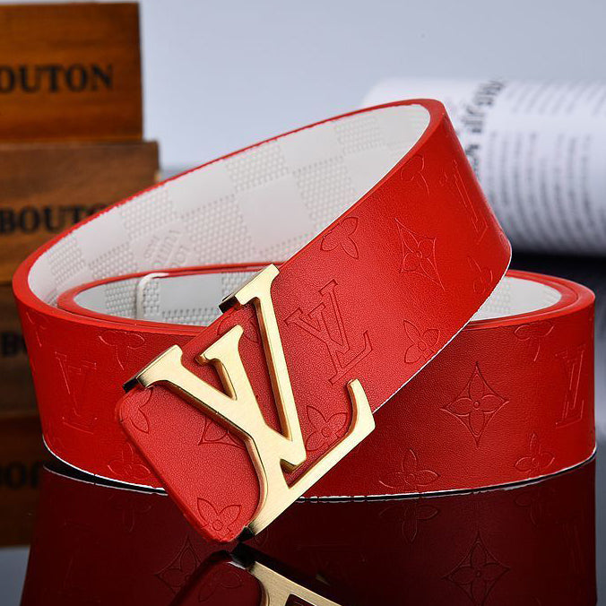 LV Louis Vuitton Embossed Letters Men's Women's Style Belt