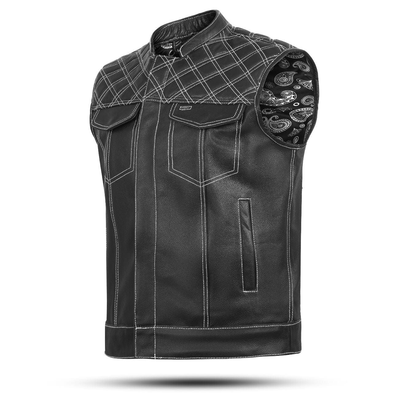 PU Leather Motorcycle Vest for Men Classic Vintage Riding Biker Vests Cut  Off Button Down Sleeveless Jacket with Pockets Black at  Men's  Clothing store