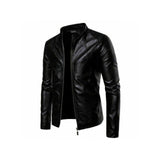 Men's Motorcycle Biker Leather Jacket Stand Collar Long sleeve Zipper Slim Fit